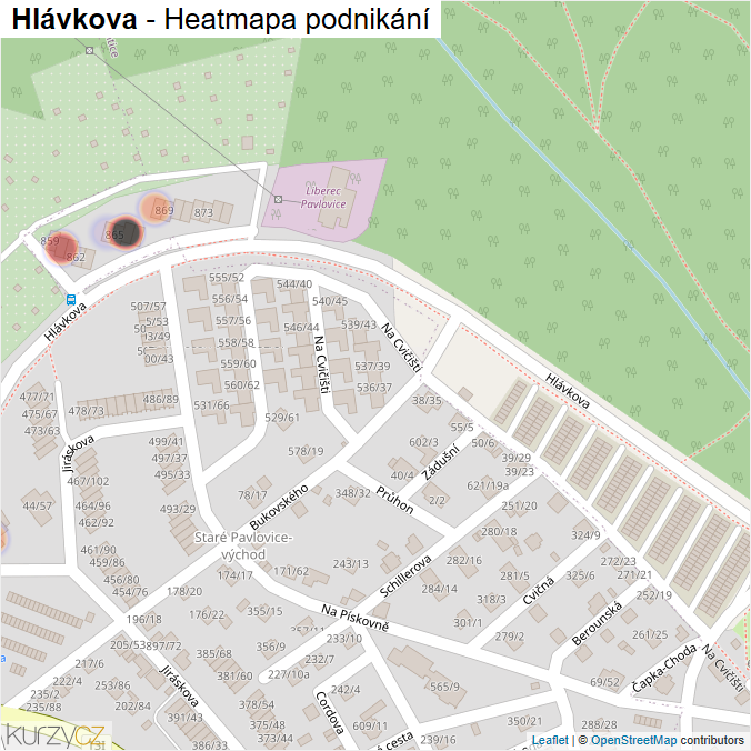 Mapa Hlávkova - Firmy v ulici.