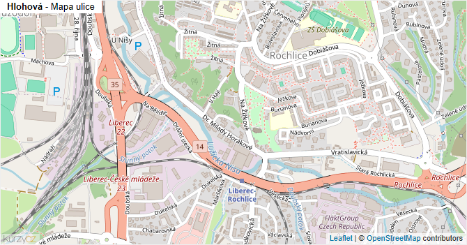 Hlohová - mapa ulice