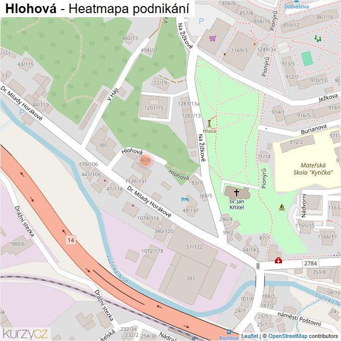 Mapa Hlohová - Firmy v ulici.