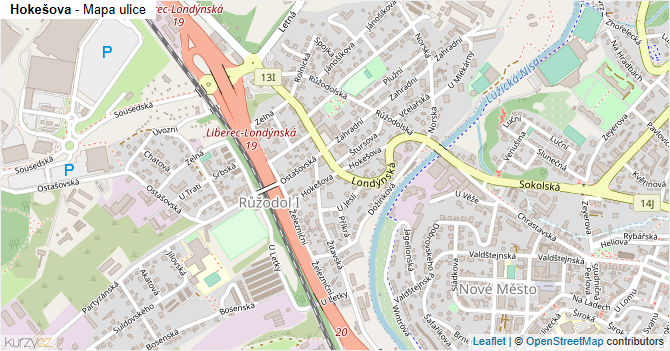 Hokešova - mapa ulice