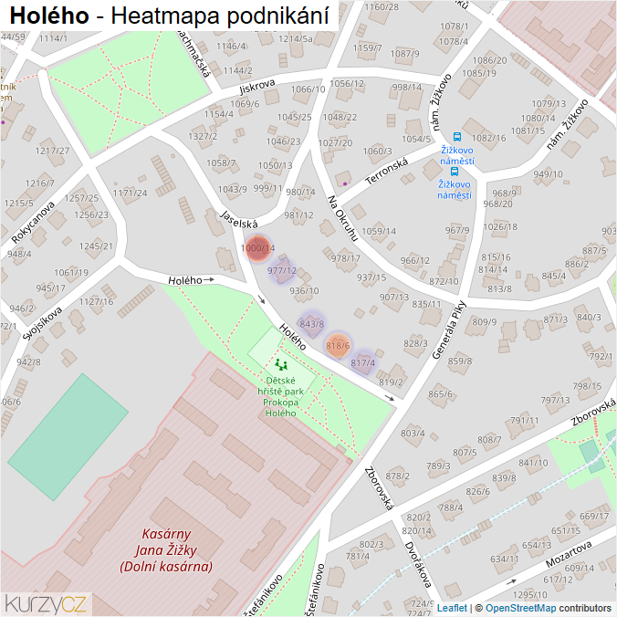 Mapa Holého - Firmy v ulici.