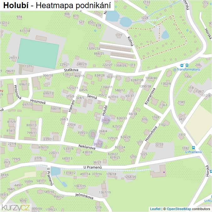 Mapa Holubí - Firmy v ulici.