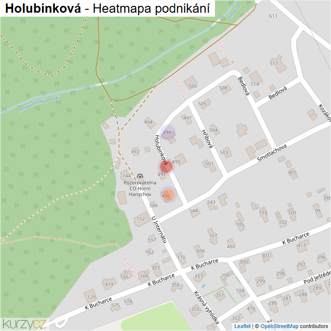Mapa Holubinková - Firmy v ulici.
