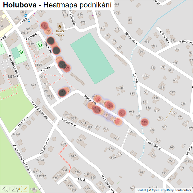 Mapa Holubova - Firmy v ulici.
