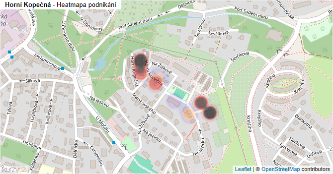 Horní Kopečná - mapa podnikání