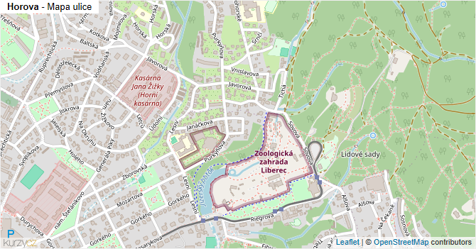 Horova - mapa ulice
