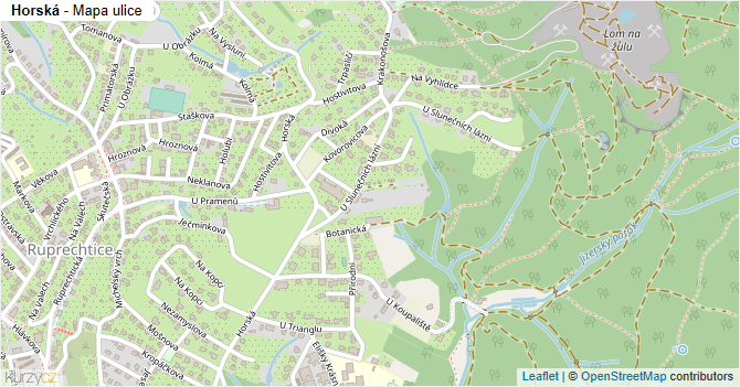 Horská - mapa ulice
