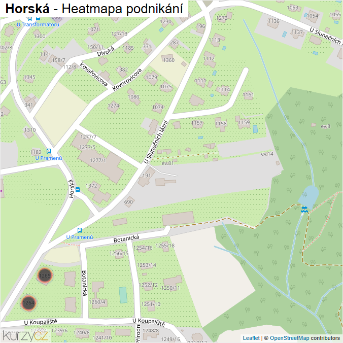 Mapa Horská - Firmy v ulici.