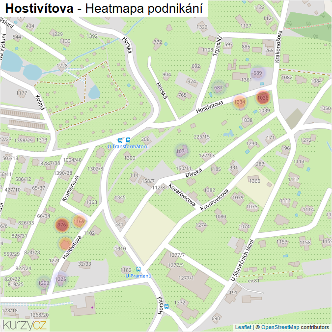 Mapa Hostivítova - Firmy v ulici.