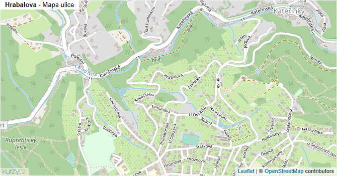 Hrabalova - mapa ulice