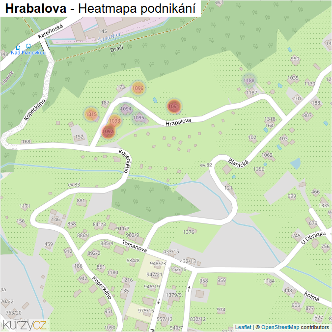 Mapa Hrabalova - Firmy v ulici.