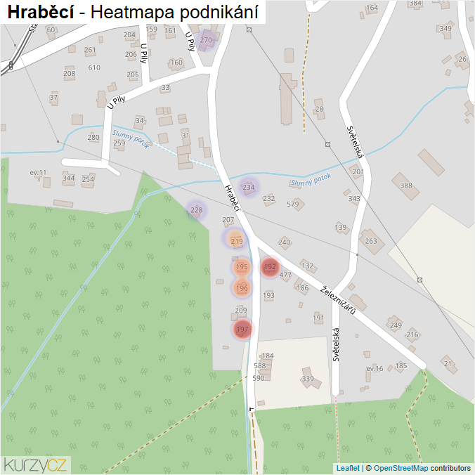 Mapa Hraběcí - Firmy v ulici.