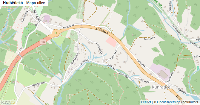 Hrabětická - mapa ulice