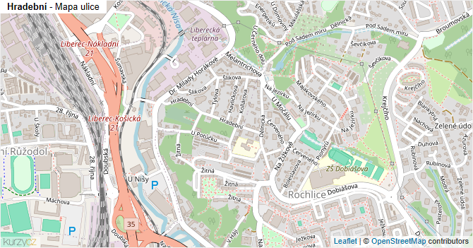 Hradební - mapa ulice