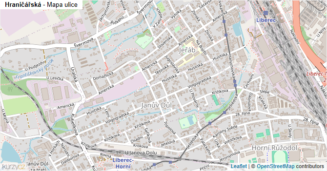 Hraničářská - mapa ulice