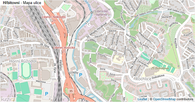 Hřbitovní - mapa ulice
