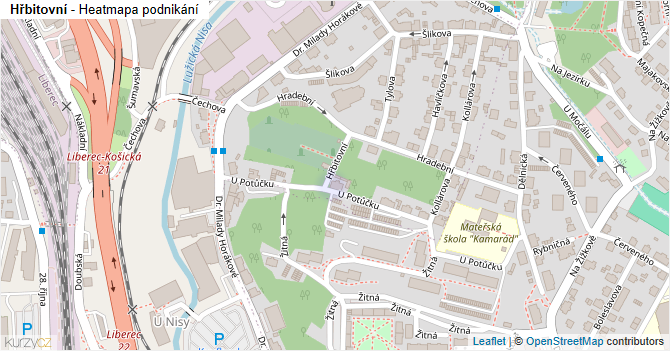 Hřbitovní - mapa podnikání