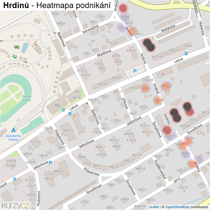 Mapa Hrdinů - Firmy v ulici.
