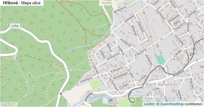 Hřibová - mapa ulice