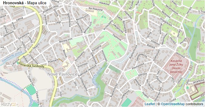 Hronovská - mapa ulice