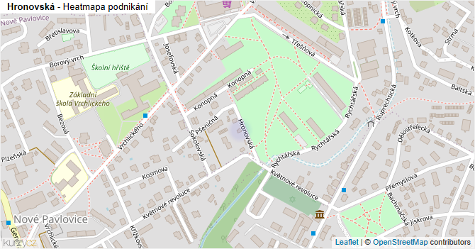 Hronovská - mapa podnikání