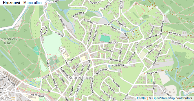 Hroznová - mapa ulice