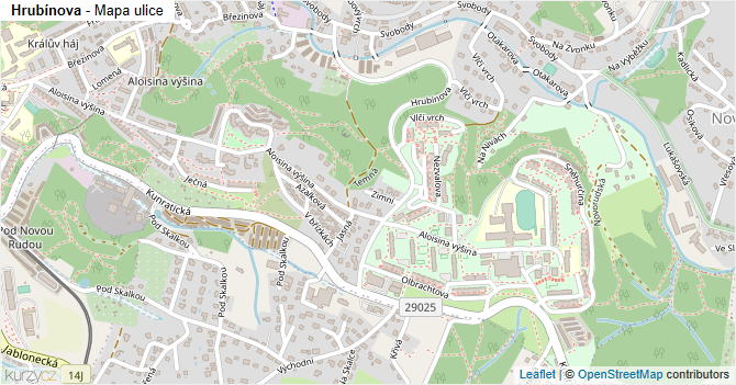 Hrubínova - mapa ulice