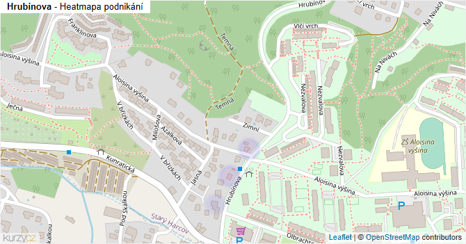 Hrubínova - mapa podnikání