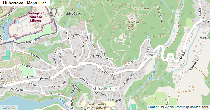 Hubertova - mapa ulice