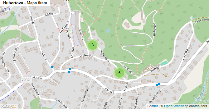 Hubertova - mapa firem