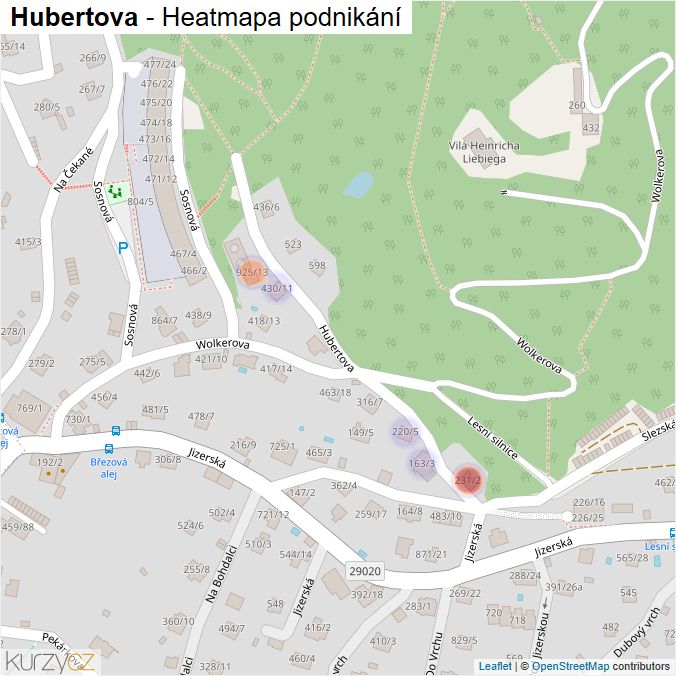 Mapa Hubertova - Firmy v ulici.