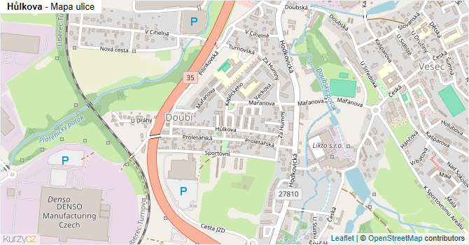 Hůlkova - mapa ulice