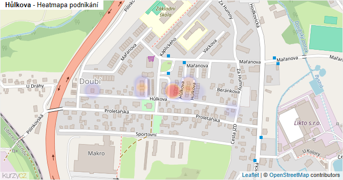 Hůlkova - mapa podnikání