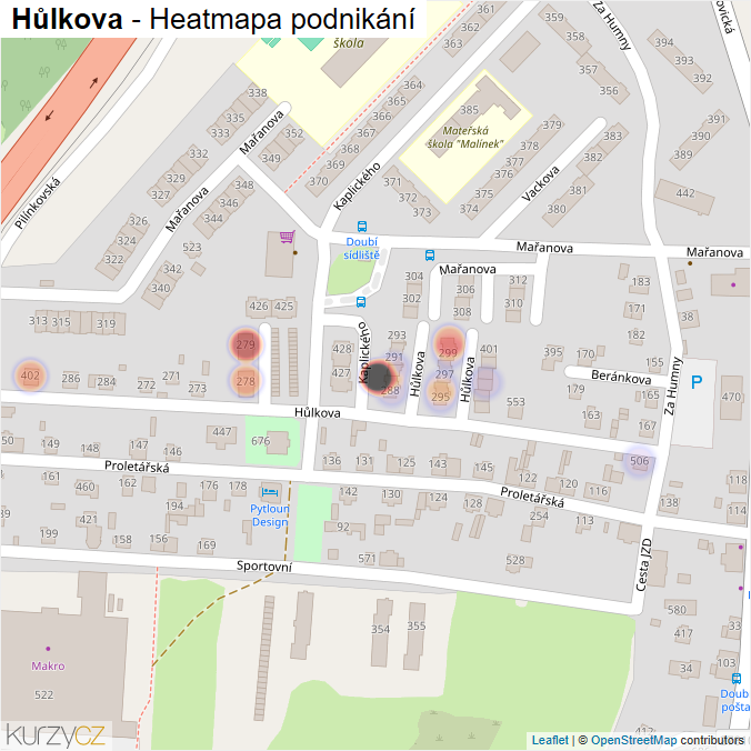 Mapa Hůlkova - Firmy v ulici.