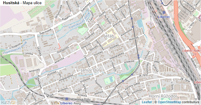 Husitská - mapa ulice