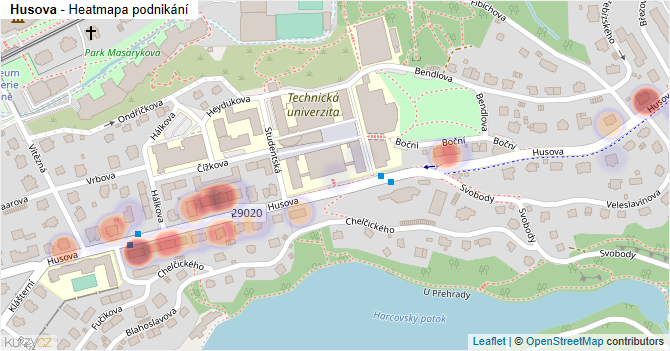 Husova - mapa podnikání