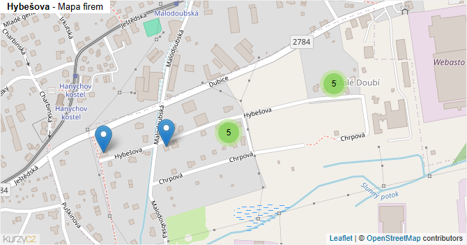 Hybešova - mapa firem