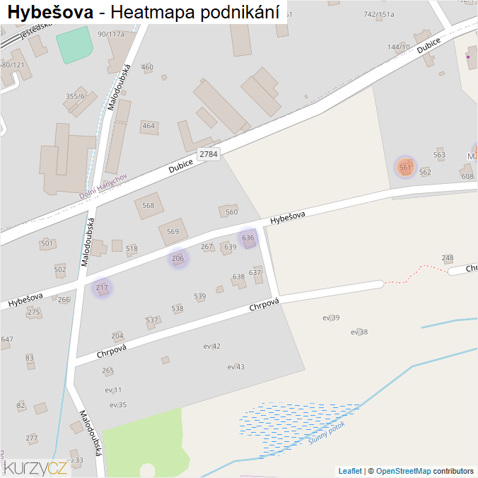 Mapa Hybešova - Firmy v ulici.