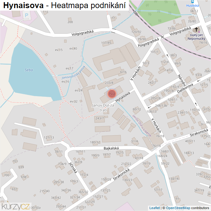 Mapa Hynaisova - Firmy v ulici.