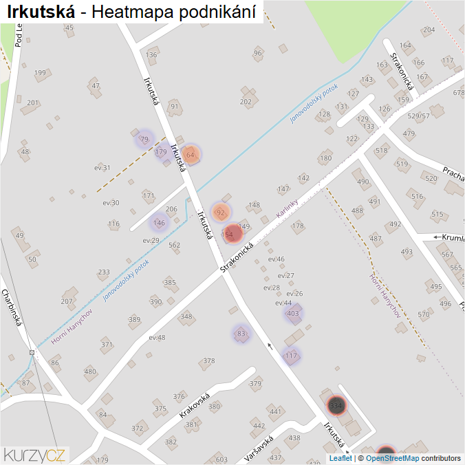 Mapa Irkutská - Firmy v ulici.