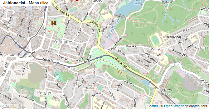 Jablonecká - mapa ulice