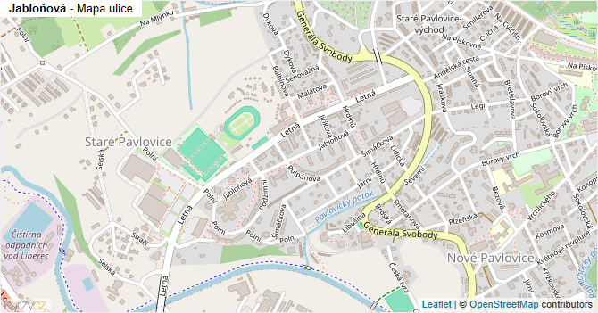 Jabloňová - mapa ulice