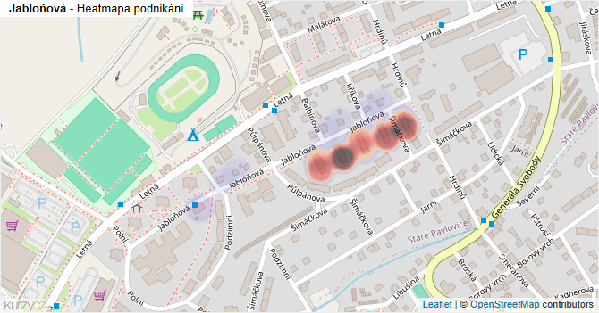 Jabloňová - mapa podnikání