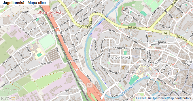 Jagellonská - mapa ulice