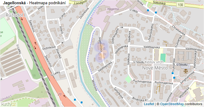 Jagellonská - mapa podnikání