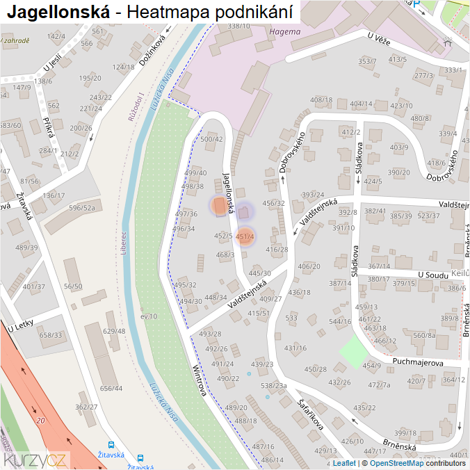 Mapa Jagellonská - Firmy v ulici.