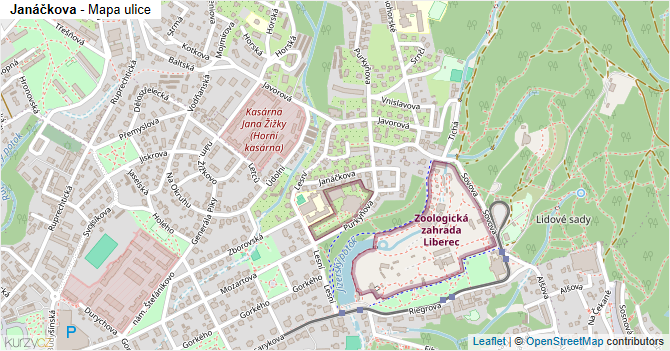 Janáčkova - mapa ulice