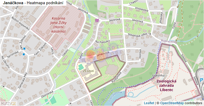 Janáčkova - mapa podnikání