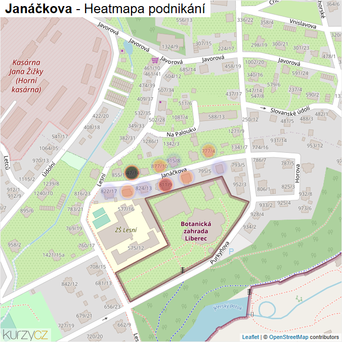 Mapa Janáčkova - Firmy v ulici.