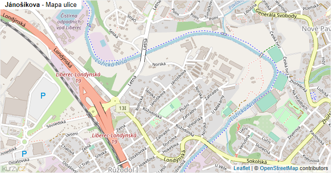 Jánošíkova - mapa ulice